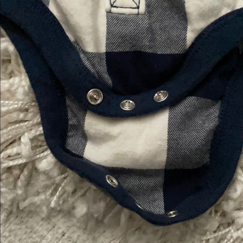 Navy Buffalo plaid onesie - Picture 2 of 3